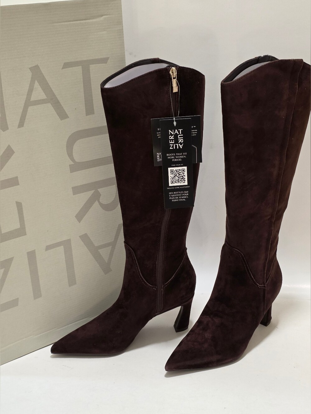 7M Naturalizer Emily Chocolate Brown Suede Knee High Boots Pointed Toe NWT